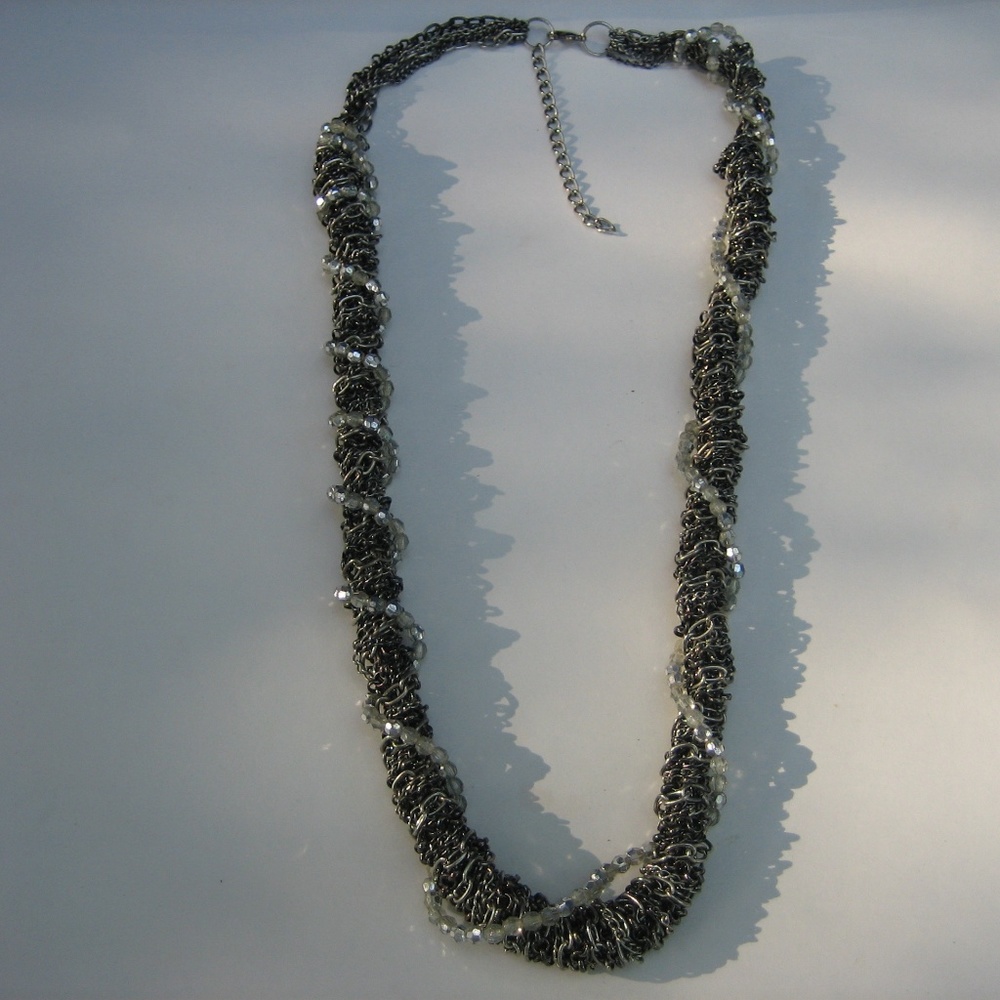 Multiple Twisted Silver-Tone Link Chain Necklace - image 1